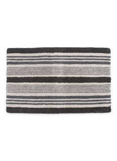 اشتري Reversible Striped Bath Rug, Grey - 85X2 Cm في الامارات