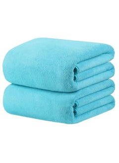 Buy 2-Piece Microfiber Bath Sheet Sky Blue 80x160cm Soft and Durable Microfiber Beach Towel Super Absorbent and Fast Drying Microfiber Bath Towel Large for Sports, Travel, Beach, Fitness and Yoga in UAE