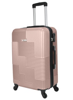 اشتري Hard Case Travel Bag Luggage Trolley for Unisex ABS Lightweight Suitcase with 4 Spinner Wheels KH110 Rose Gold في الامارات
