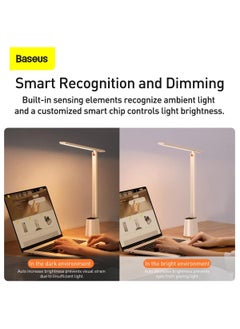 Buy Baseus LED Desk Lamp Auto-Dimming Table Lamp Eye-Caring Smart Lamp Touch Control 47" Wide Illumination 250 Lumens 5W 3 Color Modes for Home Office, Living Room, Bedroom, Painting White in Egypt