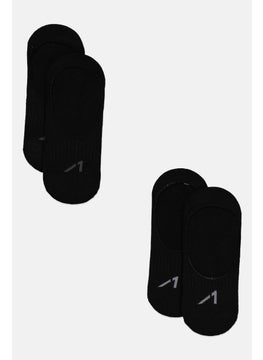 اشتري Men 4 Pair Plain Invisible Socks, Black في الامارات