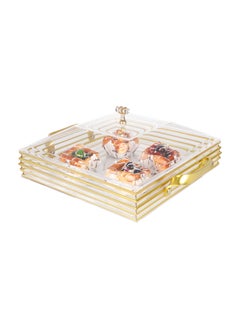 اشتري Serving Tray With Cover - Acrylic Spill Proof Rectangular Countertop Decorative Tray With Handle For Serving Appetizer, Breakfast, Candy, Sweets, Fruit, Bread tray (39×31×15 CM) في الامارات