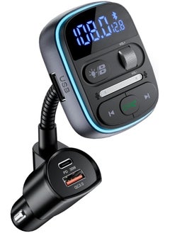 Buy Bluetooth 5.0 FM Transmitter Car Adapter with Voice Recognition Function Can Answer and Make Calls in Saudi Arabia