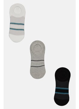 اشتري Men 3 Pair Knitted Invisible Socks, Grey/Black/Grey في الامارات