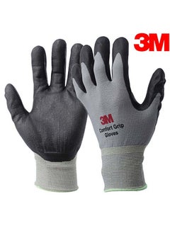 اشتري 3M 1 Pair Comfort Grip Glove Nitrile Rubber Protective Gloves Cut Resistance Gloves Work Gloves Stretch Fit Durable Coated General Use Size M في الامارات