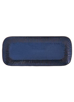 Buy Lightweight Dishwasher Proof Rectangular Serving Platter Dark Blue 36 x 16 cm R2546#GALB in Saudi Arabia