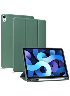 Buy Protective iPad Air 4 10.9" (2020)/ iPad Air 5 10.9 (2022) Slim Stand Hard Back Shell Smart Cover Case With Pencil Holder -Green in UAE