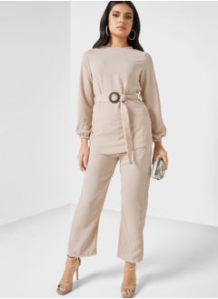 Buy Ring Belted Top Pants Set in UAE