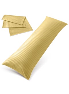 اشتري Hotel Linen Klub Long Body 1Pc Stripe Pillowcase - 100% Microfiber  with envelope closure, Soft and Durable Quality, Size : 45 x 125cm , Mustard في الامارات