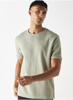 Buy Textured Crew Neck T-Shirt in UAE