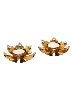 Buy Ela Patra Diyas, Gold & Clear - Set of 2 in UAE