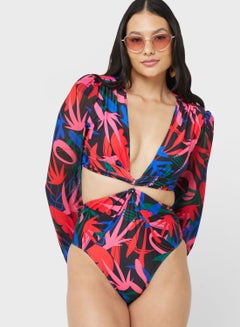Buy Long Sleeve Printed Swimsuit in UAE