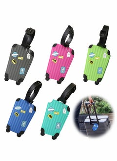 Buy 5 Pack Luggage Tags Flexible PVC ID Labels, Colorful Secure Travel Suitcase Bag Baggage Tag Labels for Cabin Bags Carry On Luggage and Suitcases in UAE