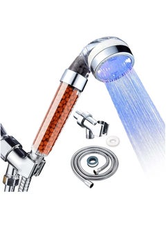 Buy Led Shower Head Set With Light Handheld Showerhead with Hose and Base for Dry Skin Hair High Pressure Shower Heads With Filters-3 Colors Change Cyclically in UAE