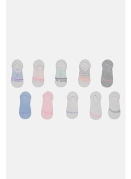 اشتري Kids Girl 10 Pair Brand Logo Socks, White Combo في الامارات