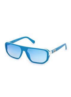 اشتري Men's Mirrored Asymmetrical Shape Plastic Sunglasses GU0012491X59 - Lens Size: 59 Mm - Matte Blue في السعودية