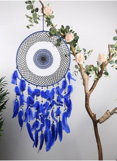 Buy Blue Feather Tassel Handwoven Dream Catcher For Decoration 40x100 cm in Saudi Arabia