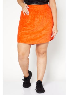 Buy Women Curve Textured Mini Skirt, Orange in UAE