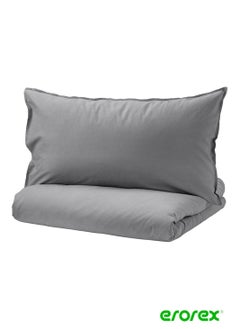 Buy Duvet cover and pillowcase grey 150x200/50x80 cm in Saudi Arabia