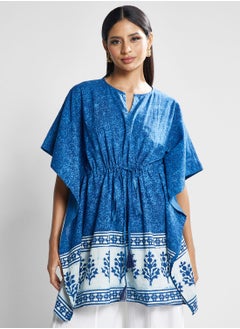 Buy Cape Sleeve Tie Detail Printed Dress in UAE