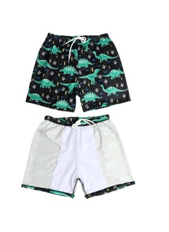 اشتري Boys Swim Trunks Quick Dry Board Shorts with Inner Mesh Liner Elastic Waistband and Drawstring Closure 3D Print Dinosaurs في الامارات