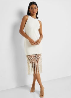 Buy Fringe Hem Knitted Dress in UAE