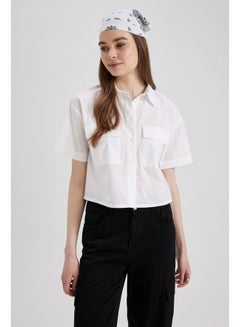 Buy Woman Oversize Fit Shirt Neck Woven Short Sleeve Shirt in Egypt