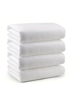 Buy 4 Pieces 100% Cotton Towels 600 GSM Ultra-Soft Quick Dry Highly Absorbent Hotel Quality For Bath and Spa Bathroom Towel Set White 70x140cm in UAE