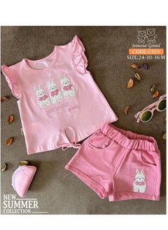 Buy Girls' pajamas, excellent quality cotton, from Senior Gentle, Rose color in Egypt