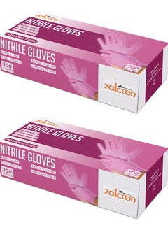 اشتري Zalcoon Nitrile Exam Gloves, Pink, Powder Free, Latex Free, 6-Mil, Best for Restaurant, Saloon, Kitchen, Cleaning, Food Prep (2 Pack x 100 Pieces) في الامارات