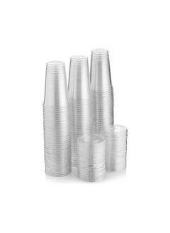 Buy Juice Cup With Lid 24 Ounce Clear Strong Disposable Ideal For Iced Coffee Smoothies Bubble Boba Tea, Milkshakes Frozen Cocktails Water Sodas Juices Snacks Dessert and More 50 Pieces in UAE