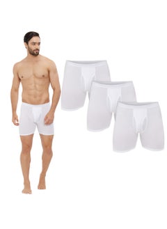 Buy MEN'S AEROCOOL BOXER BRIEF SHORTS (PACK OF 3) - WHITE in UAE