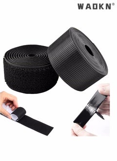 Buy Self-Adhesive Hook and Loop Strips Tape Roll, Black Heavy Double Sided Sticky Duty Strips Industrial Strength Sticky Fastener Interlocking Fastener for Household Kitchen School Office, 1M, Set of 2 in UAE