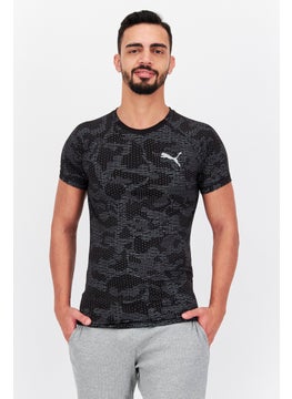 Buy Men Sportswear Fit Short Sleeve Outdoor T-Shirt, Black in UAE