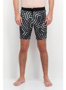 اشتري Men Allover Print Board Short Swimwear, Black Combo في الامارات