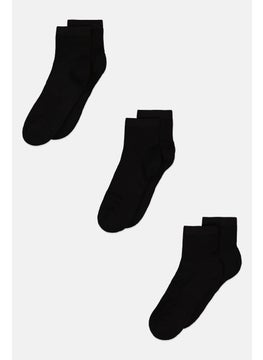 Buy Men 3 Pair Knitted Mid Length Sports Socks, Black in UAE