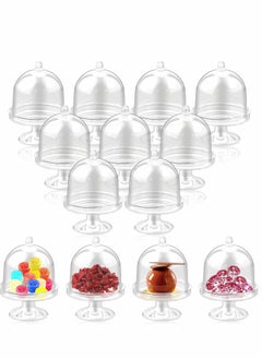 Buy Dessert Cups, 12 Sets Small Plastic Dessert Table Decorations Stands with Dome, Mini Cake Stand Cupcake Stand Individual Cake Pop Dome Macarron Holders in Saudi Arabia