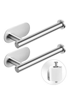 Buy Adhesive Toilet Paper Holder  Self Adhesive Toilet Roll Holder for Bathroom Kitchen Stick on Wall Stainless Steel Brushed Silver 2pcs in UAE