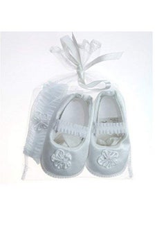 Buy Occasion Satin Shoe And Headband Gift Set (White) in UAE