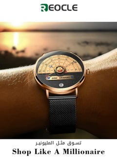 Buy Men's Quartz Watches with Minimalist Trend Astrolabium & Stainless Steel Milanese Strap & Calendar Function & Waterproof Dial Wrist Watch for Men in UAE