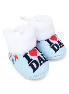 Buy Superminis Baby Girls and Baby Boys Ankle Length with Star and Heart Print Soft Base Booties/Shoes (0-6 Months, Sky Blue) in UAE