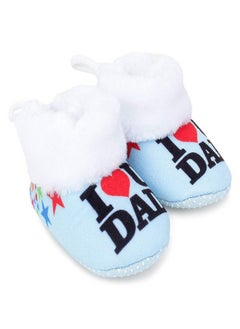 اشتري Superminis Baby Girls and Baby Boys Ankle Length with Star and Heart Print Soft Base Booties/Shoes (0-6 Months, Sky Blue) في الامارات