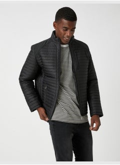 Buy Quilted Coat High Neck Pocket Detailed in UAE