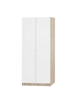 اشتري Kinder 2-Door Wardrobe For Hanging Clothes Extra Sturdy Rack Storage Organiser Modern Design Space Saving Cabinets For Bedroom - White/Sonoma Oak - With 2-Year Warranty في الامارات