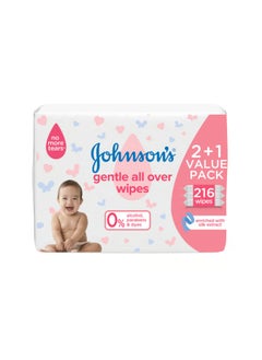 Buy Johnson's Baby Wipes Gentle All Over 216 wipes in UAE