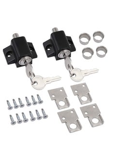 اشتري Sliding Patio Lock, Door Lock Reinforcer Privacy Door Latch, Sliding Patio Lock Sliding Patio Door Latches Set, Security Lock Window and Patio Door Window Bolt Sliding Universal Locks 2Pcs Black في الامارات