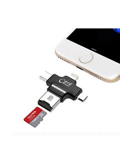 اشتري IPhone Multiple USB Card Reader 4 in 1 Micro SD Card Reader with Type C USB Connector OTG HUB Adapter Lightning connector في الامارات