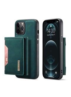 Buy Wallet Case for Apple iPhone 12 Pro Max, DG.MING Premium Leather Phone Case Back Cover Magnetic Detachable with Trifold Wallet Card Holder Pocket (Green) in UAE