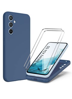 اشتري جراب Galaxy A34 5G مع عبوتين واقي شاشة من الزجاج المقوى من الألياف الدقيقة وغطاء هاتف واقٍ من السيليكون السائل الناعم المقاوم للصدمات لهاتف Samsung Galaxy A34 5G في الامارات