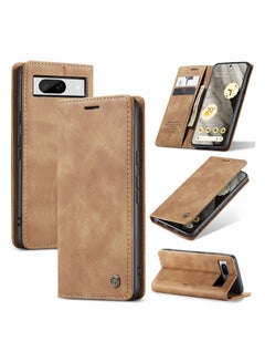 Buy CaseMe Google Pixel 7 Case Wallet, for Google Pixel 7 Wallet Case Book Folding Flip Folio Case with Magnetic Kickstand Card Slots Protective Cover - Brown in Egypt